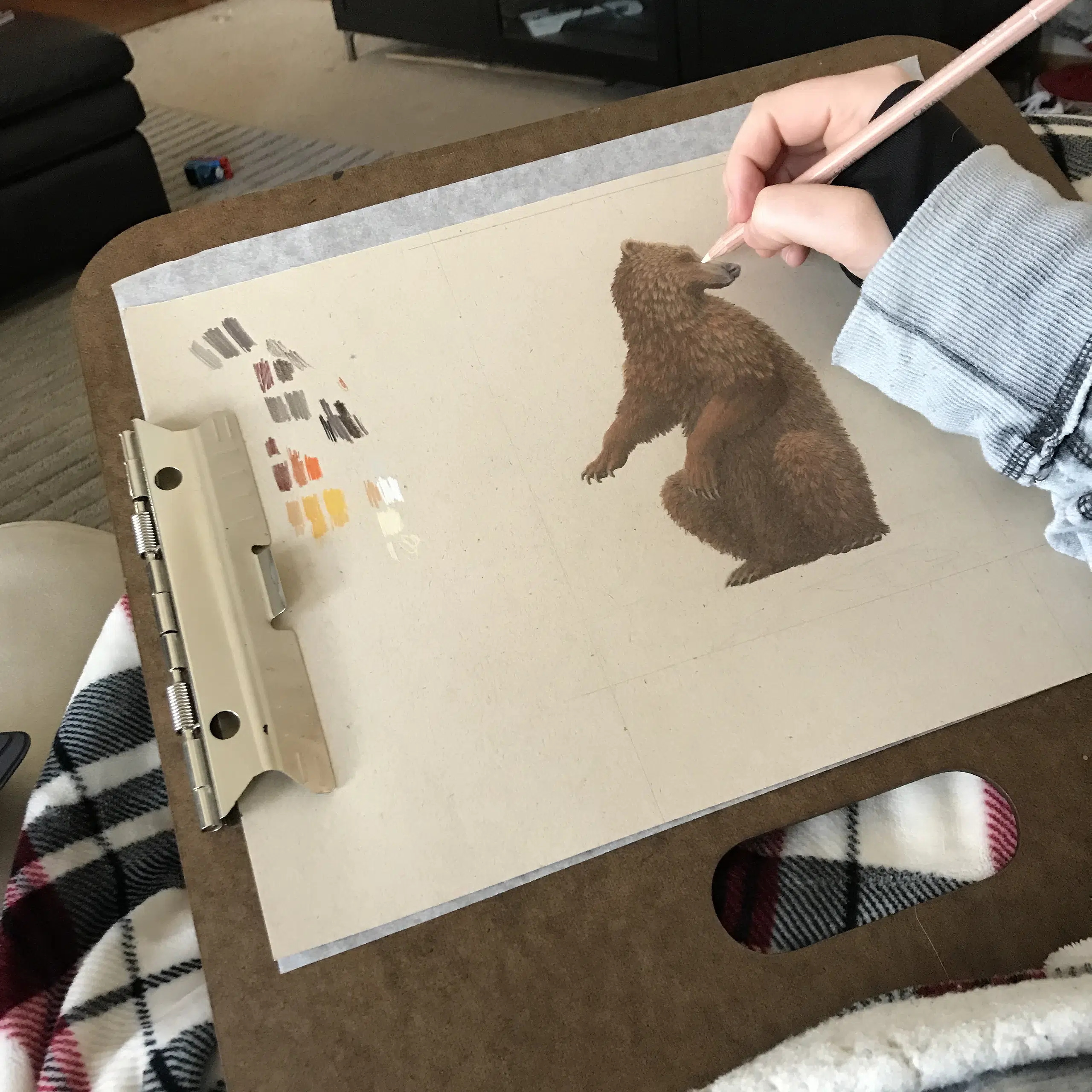 Little-Bear-PROCESS-02-2560 An in process photo of the artist drawing Little Bear.